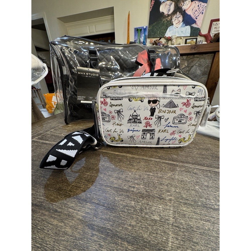 Karl Lagerfeld Paris Maybelle Crossbody Bag Parisian Print - Picture 2 of 16